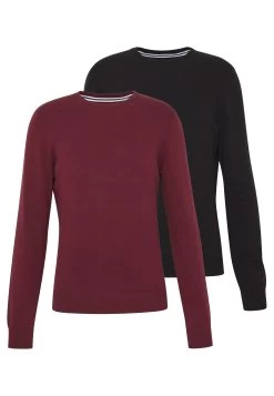 Pier One 2 Pack- Jumper - Black/Bordeaux