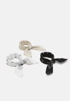 Pier One Bandana Unisex 3 Pack - Foulard - Black/White/Beige