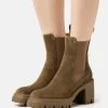 Pier One Leather - High Heeled Ankle Boots - Khaki -Pier One 10d4c9e105d64d04a37d36749ce2db19