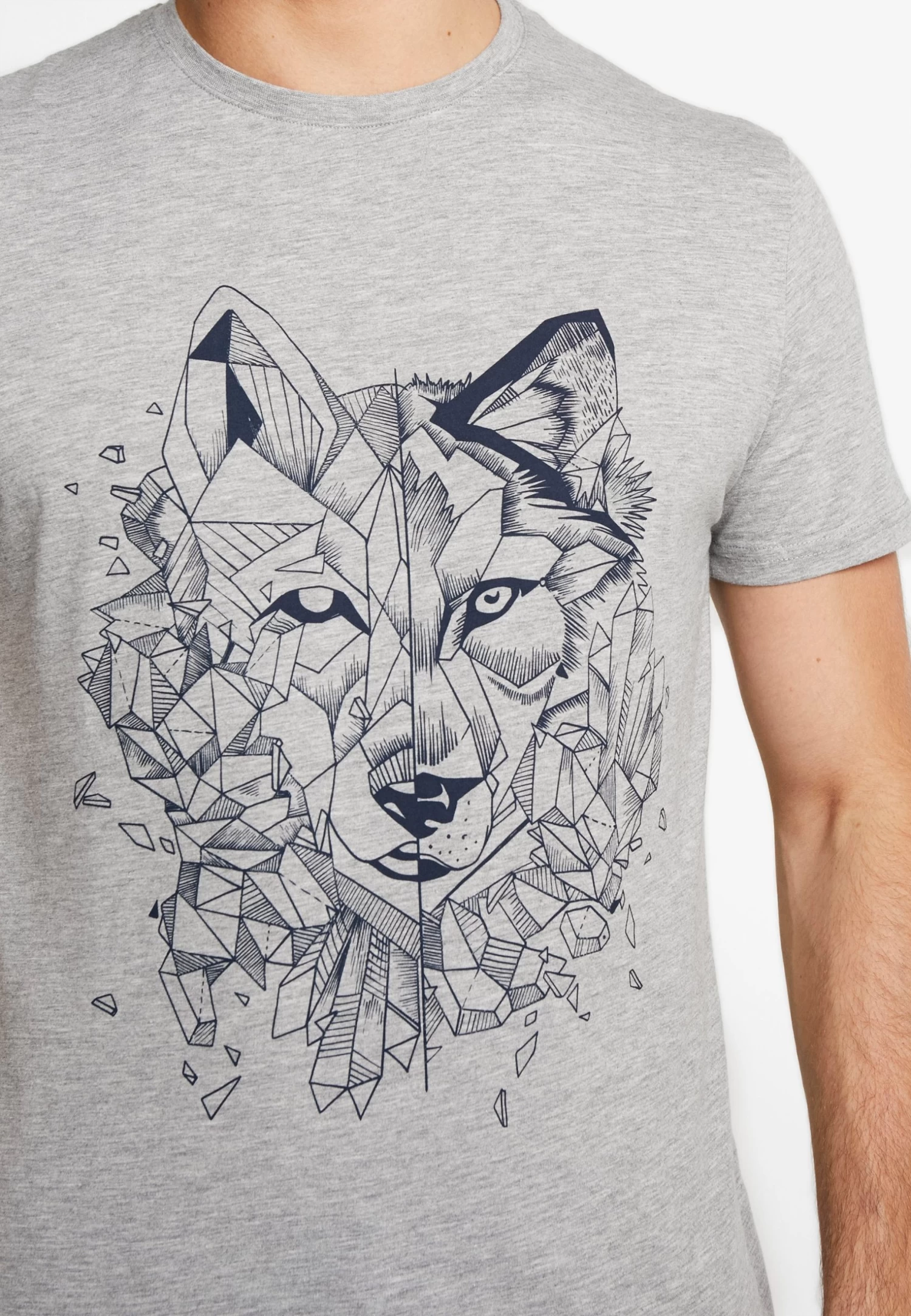 Pier One Print T-Shirt - Mottled Grey 8 Pier One Print T-Shirt - Mottled Grey - Image 6