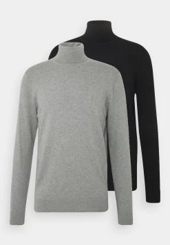 Pier One 2 Pack - Basic Turtleneck - Jumper - Black/Mottled Light Grey -Pier One 2df07891f3cf443da67ee4c7a11ee632