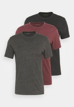 Pier One 3 Pack - Basic T-Shirt - Black/Mottled Dark Grey/Bordeaux -Pier One 3a3d359b577841e6a576172d8b53126f
