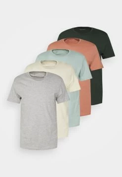 Pier One 5 Pack - Basic T-Shirt - Stone/Blue/Mottled Light Grey - -Pier One 42cda703336d4dcb8711b4fa15410f2e