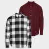 Pier One 2 Pack - Shirt - Bordeaux/Black/White 2 Pier One 2 Pack - Shirt - Bordeaux/Black/White -Pier One 47bc399cc02b417facf0eebd460437ff