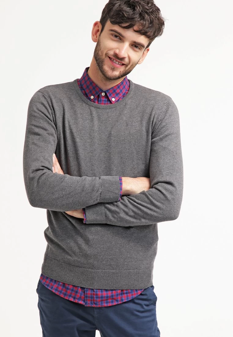 Pier One Basic Crewneck - Jumper - Dark Grey Melange 3 Pier One Basic Crewneck - Jumper - Dark Grey Melange