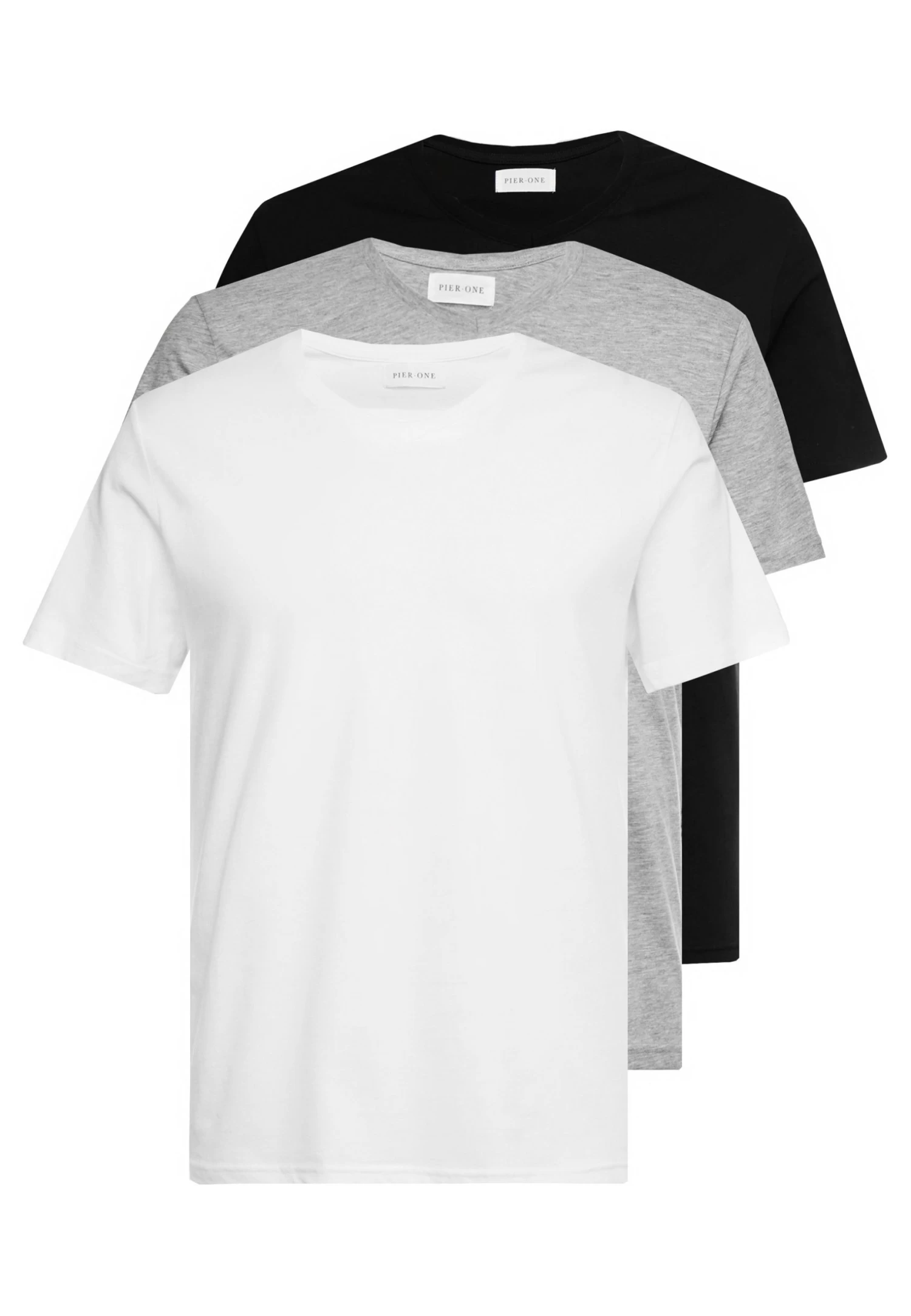 Pier One 3 Pack- Basic T-Shirt - White/Black/Light Grey 8 Pier One 3 Pack- Basic T-Shirt - White/Black/Light Grey - Image 6