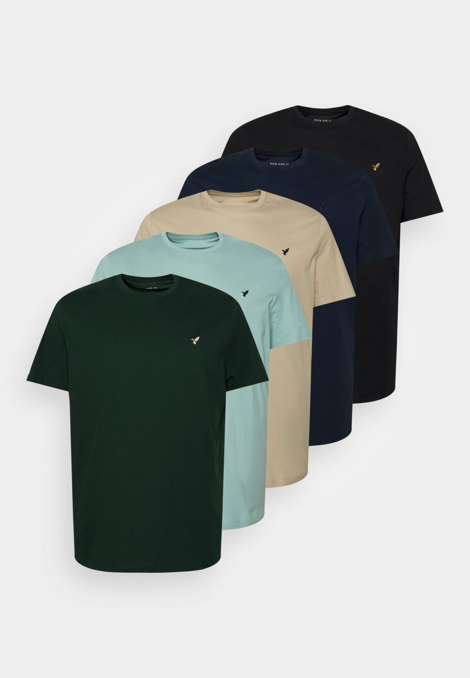 Pier One 5 Pack - Basic T-Shirt - Dark Green/Beige/Light Blue 8 Pier One 5 Pack - Basic T-Shirt - Dark Green/Beige/Light Blue - Image 6