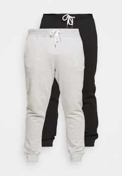 Pier One 2 Pack - Tracksuit Bottoms - Black/Mottled Light Grey