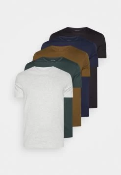 Pier One Unisex 5 Pack - Basic T-Shirt - Black /Dark Blue/Dark Green -Pier One 8476a676b3d442a4819cc5177b9930ad