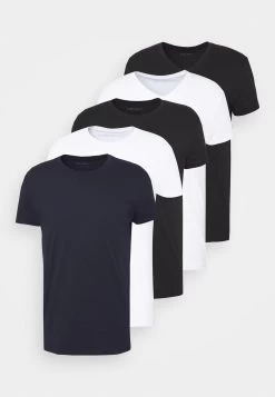 Pier One 5 Pack - Basic T-Shirt - White/Black -Pier One 99f27047b43e496b989230e319ac7a64