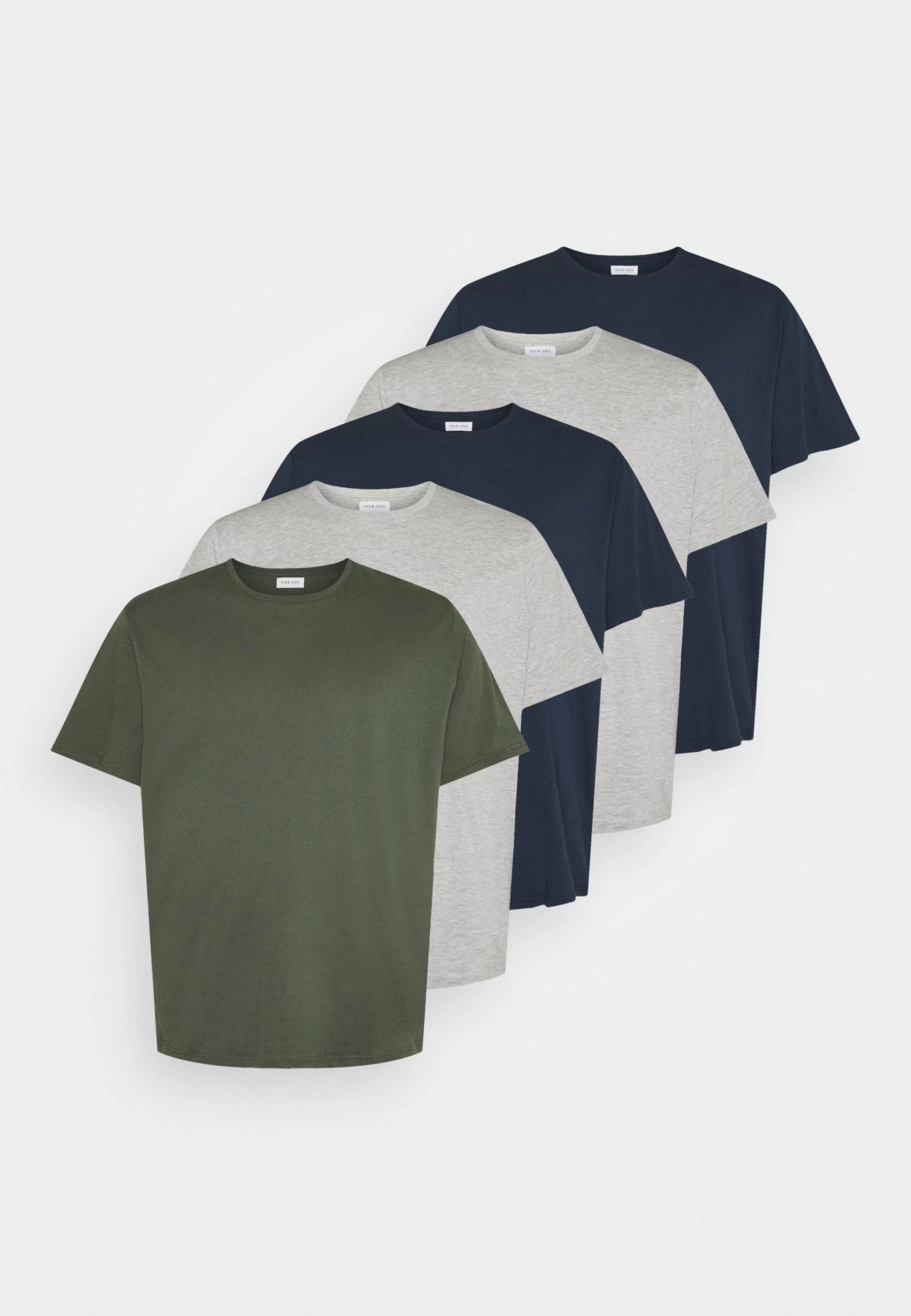 Pier One 5 Pack - Basic T-Shirt - Khaki/Grey/Dark Blue 7 Pier One 5 Pack - Basic T-Shirt - Khaki/Grey/Dark Blue - Image 5