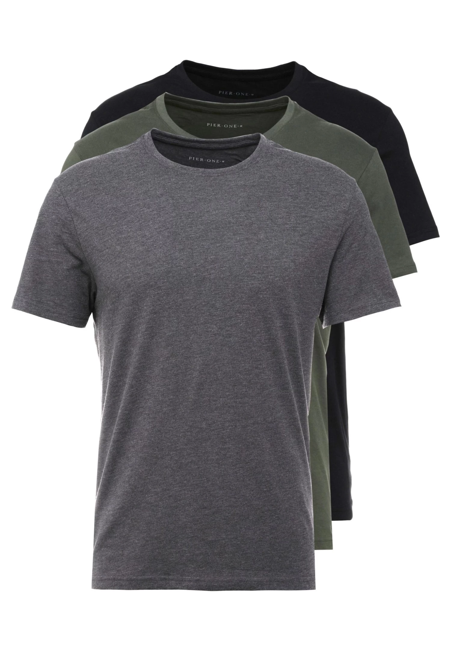 Pier One 3 Pack - Basic T-Shirt - Black/Grey/Green 8 Pier One 3 Pack - Basic T-Shirt - Black/Grey/Green - Image 6