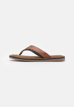 Pier One Leather - T-Bar Sandals - Cognac