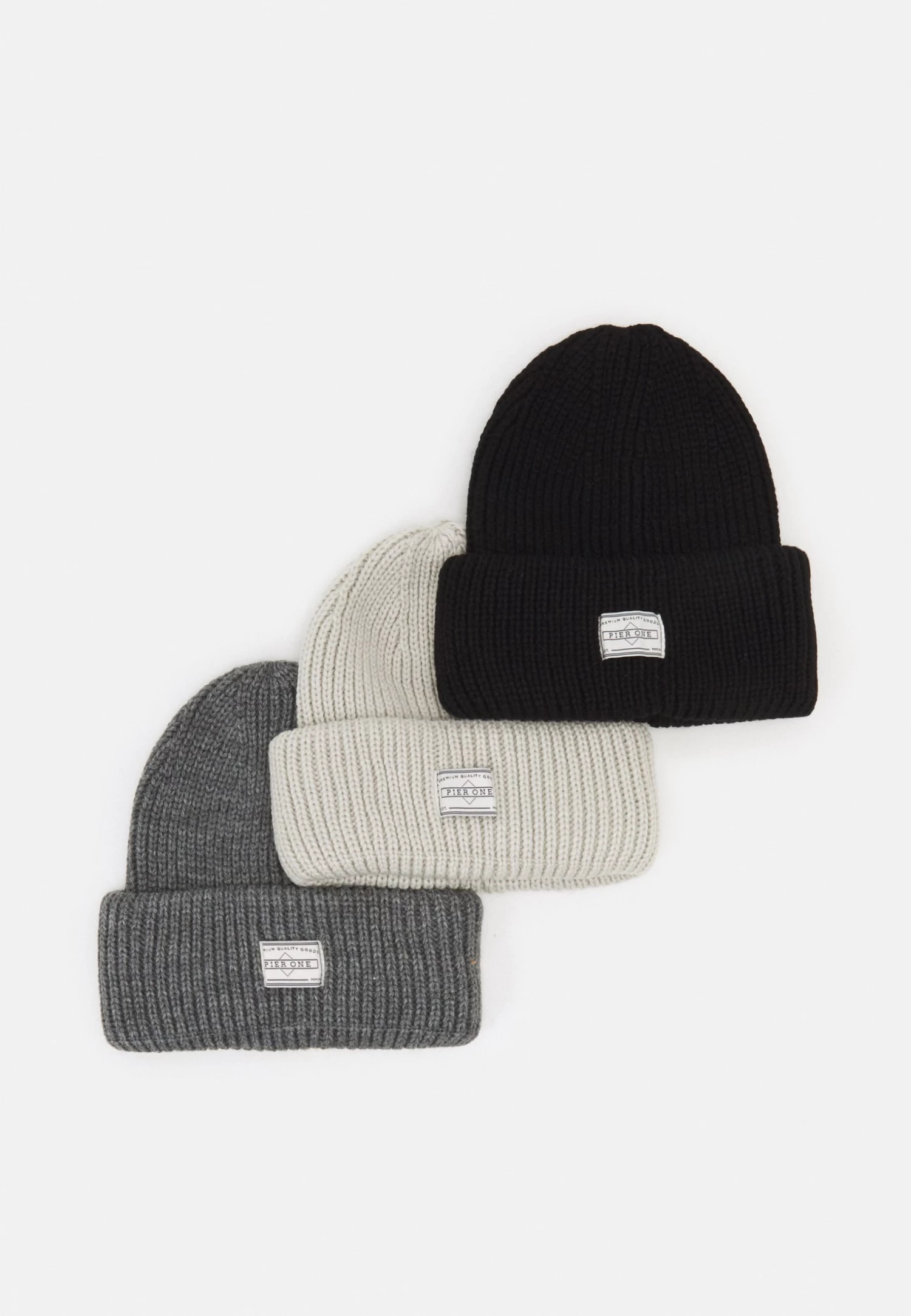 Pier One Unisex 3 Pack - Beanie - Black/Dark Grey/Off-White 3 Pier One Unisex 3 Pack - Beanie - Black/Dark Grey/Off-White